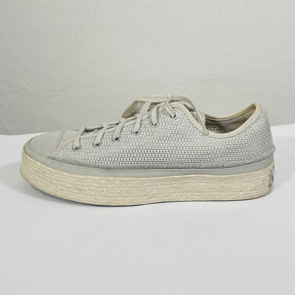 Converse Shoes All Star Platform Espadrilles Womens 11 Gray Cream Canvas Sneaker - Picture 2 of 10